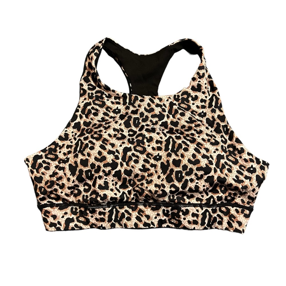 Cheetah print sports bra.